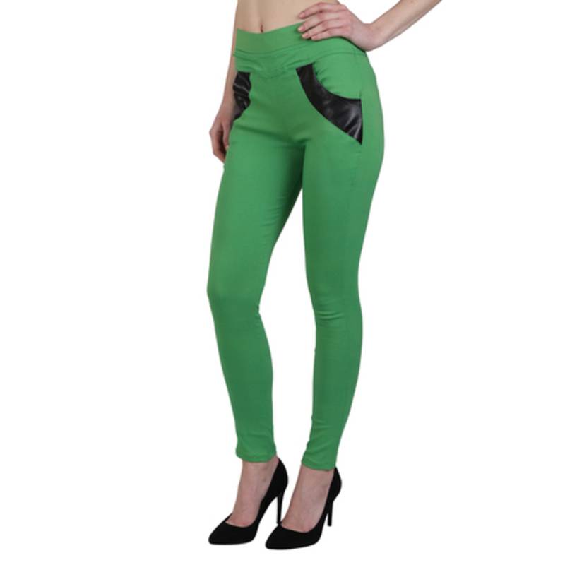 Green lycra cotton jeggings
