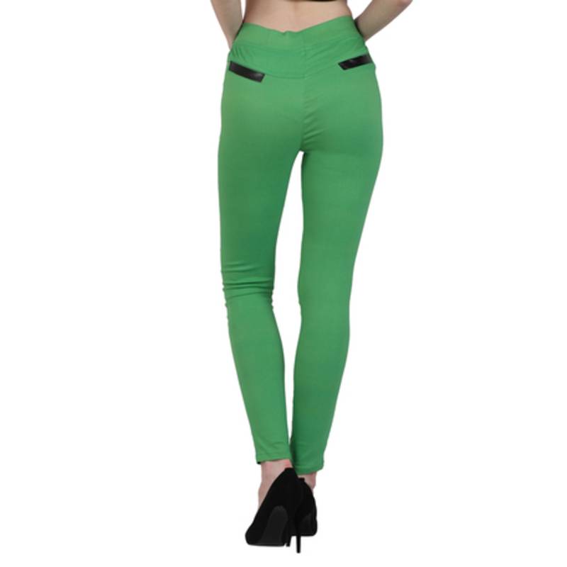 Green lycra cotton jeggings