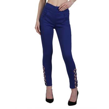 Royal blue lycra cotton jeggings 2