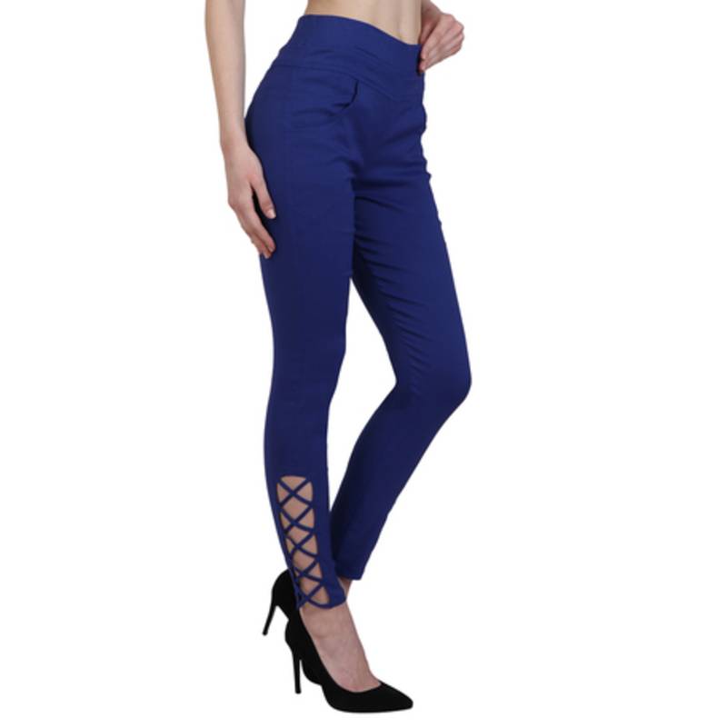 Royal blue lycra cotton jeggings