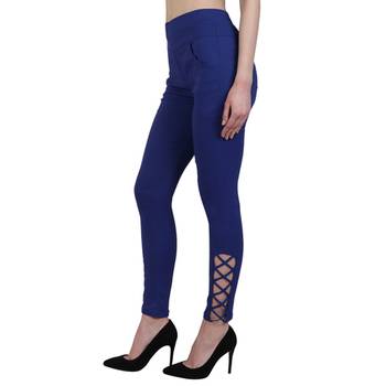 Royal blue lycra cotton jeggings 4