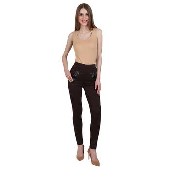 Brown lycra cotton jeggings 1