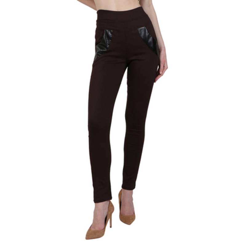 Brown lycra cotton jeggings