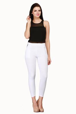 White lycra cotton jeggings 1
