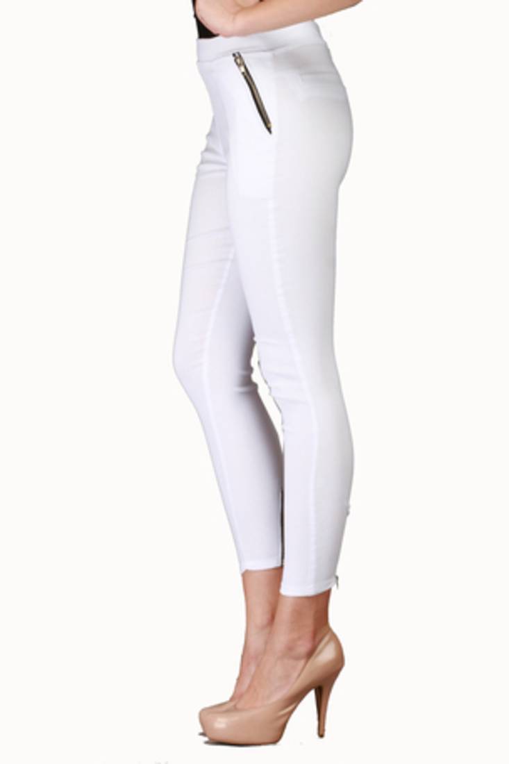 White lycra cotton jeggings