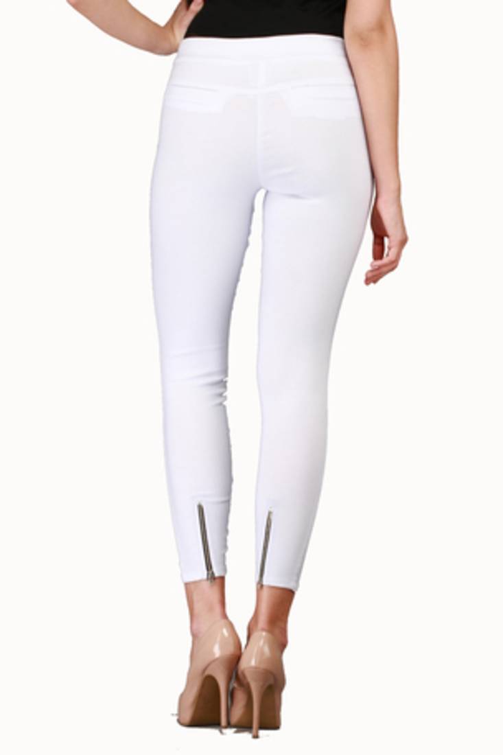 White lycra cotton jeggings
