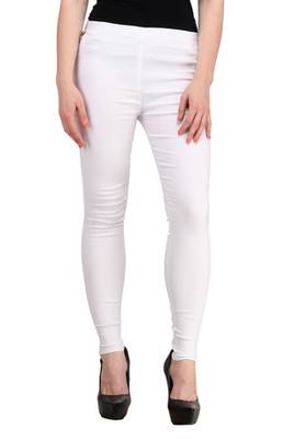 White lycra cotton jeggings 2