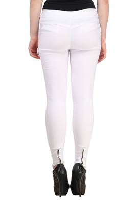 White lycra cotton jeggings 3