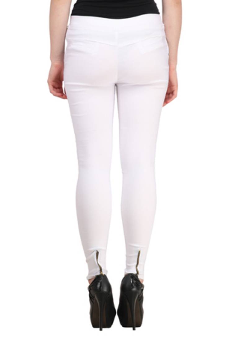 White lycra cotton jeggings