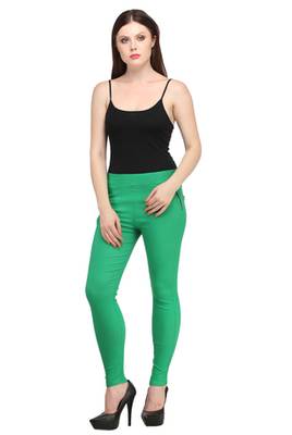 Green lycra cotton jeggings 1