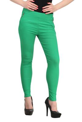 Green lycra cotton jeggings 2