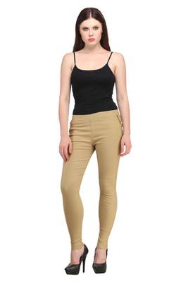 Beige lycra cotton jeggings 1
