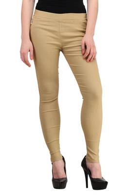 Beige lycra cotton jeggings 2
