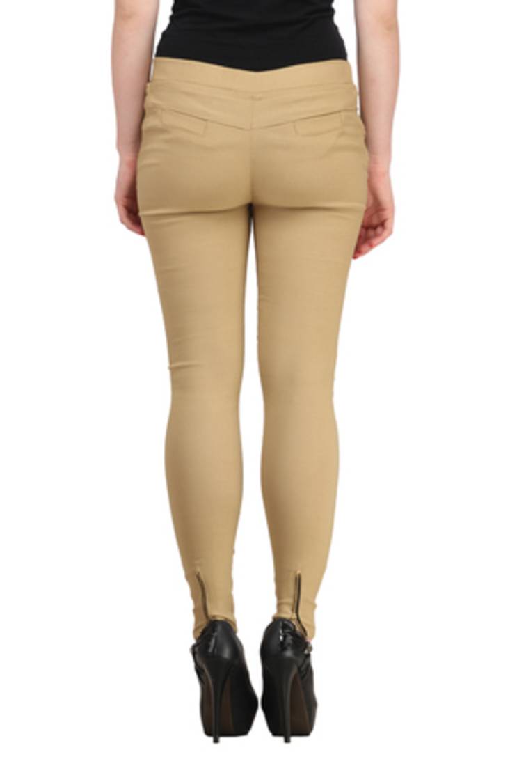 Beige lycra cotton jeggings