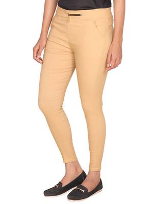 Beige lycra cotton jeggings 1