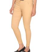 Beige lycra cotton jeggings