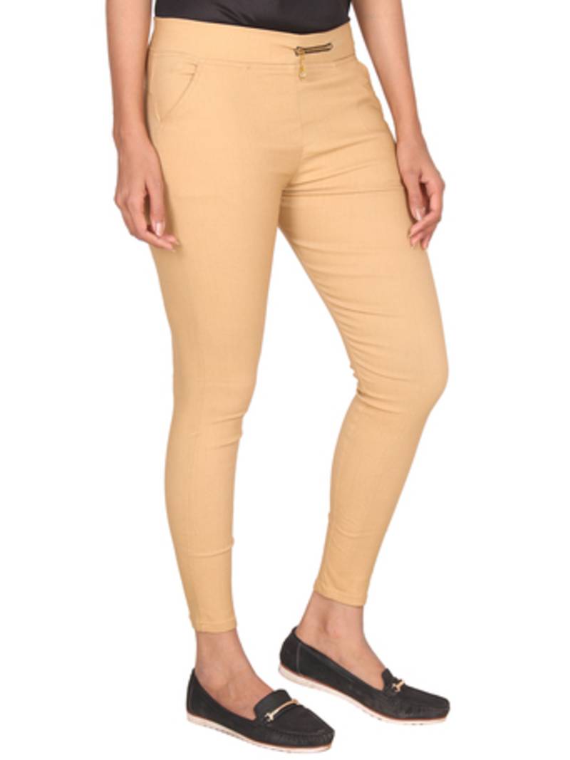 Beige lycra cotton jeggings