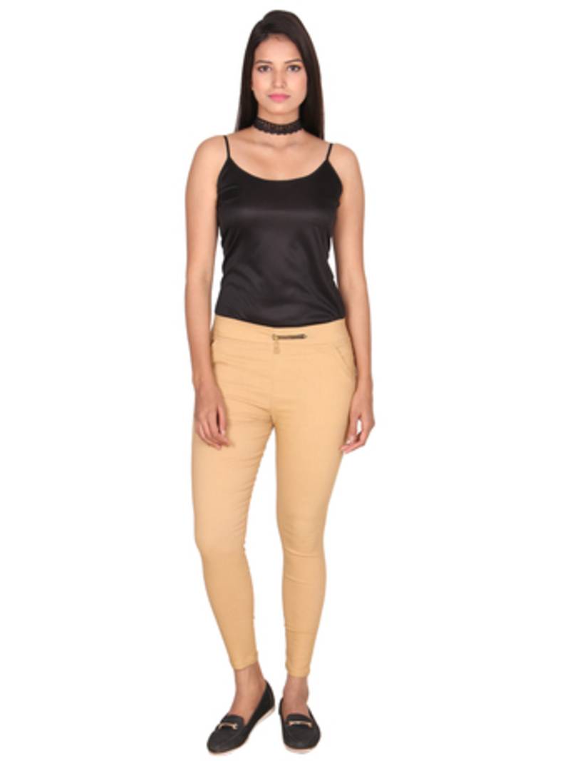 Beige lycra cotton jeggings