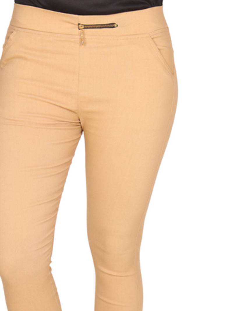 Beige lycra cotton jeggings