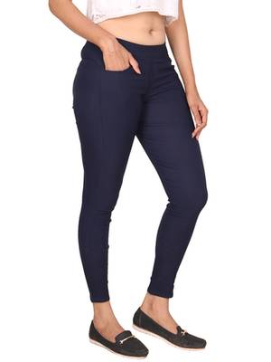 Navy blue lycra cotton jeggings 1