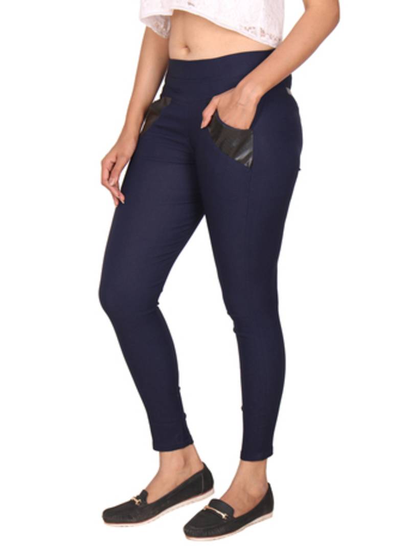 Navy blue lycra cotton jeggings
