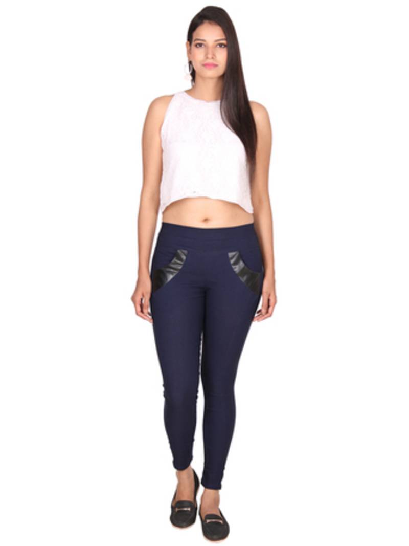 Navy blue lycra cotton jeggings