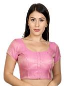 Pink Brocade  and  Georgette Woven stitched blouse