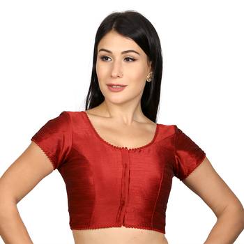 Maroon Dupion silk  Woven stitched blouse 1