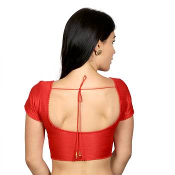 Red Dupion silk  Woven stitched blouse 3