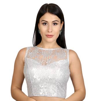 Silver Dupion silk  Woven stitched blouse 1