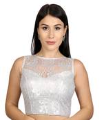 Silver Dupion silk  Woven stitched blouse