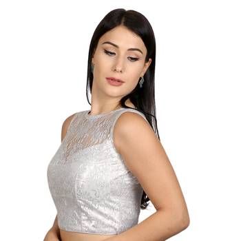 Silver Dupion silk  Woven stitched blouse 2