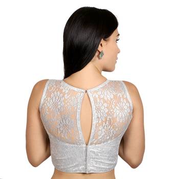 Silver Dupion silk  Woven stitched blouse 3