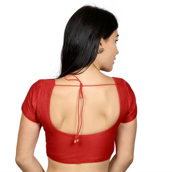 Red Banglori Silk Woven stitched blouse 3