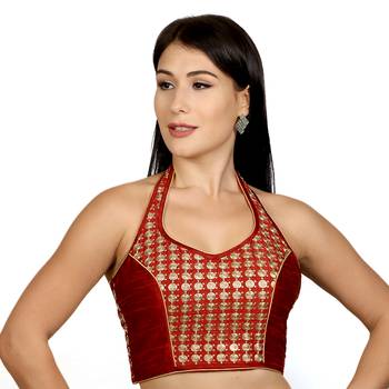 Maroon Banglori Silk Woven stitched blouse 1