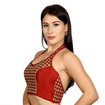 Maroon Banglori Silk Woven stitched blouse 2