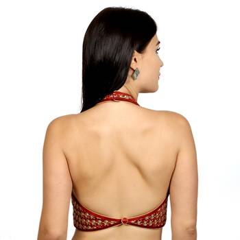 Maroon Banglori Silk Woven stitched blouse 3