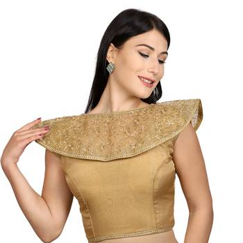 Gold Tussar Silk Woven stitched blouse 1