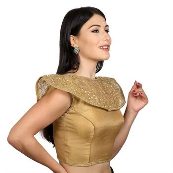 Gold Tussar Silk Woven stitched blouse 2