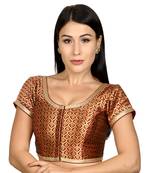 Maroon Brocade Woven stitched blouse