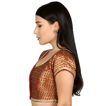 Maroon Brocade Woven stitched blouse 2