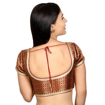 Maroon Brocade Woven stitched blouse 3