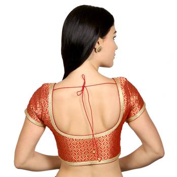9blings Red Brocade Woven stitched blouse 3