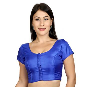 Royal Blue Banglori Silk  and  Net Woven stitched blouse 1