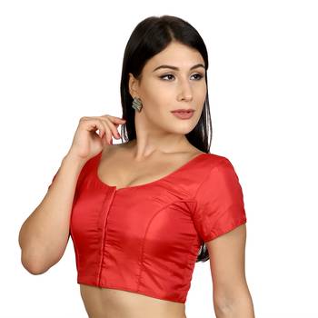 Red Banglori Silk  and  Net Woven stitched blouse 2