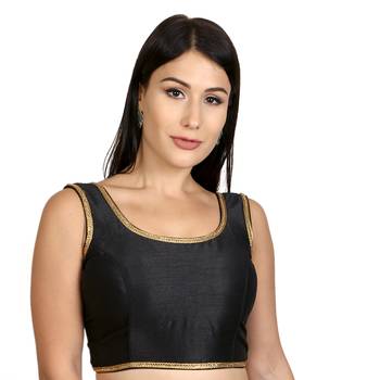 Black Dupion Silk Woven stitched blouse 1