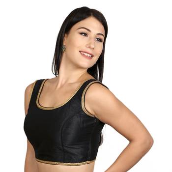Black Dupion Silk Woven stitched blouse 2