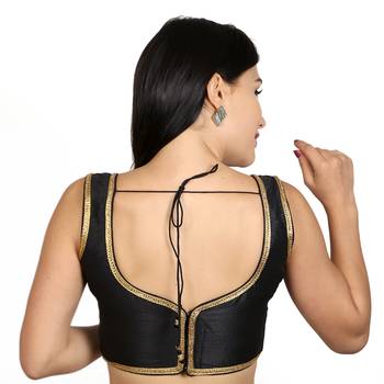 Black Dupion Silk Woven stitched blouse 3