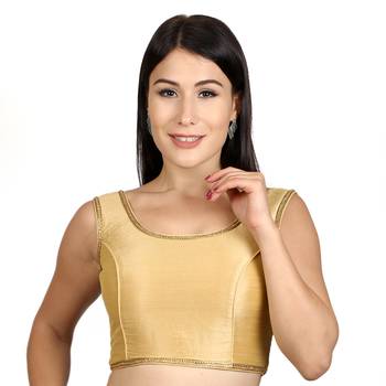 Gold Dupion Silk Woven stitched blouse 1