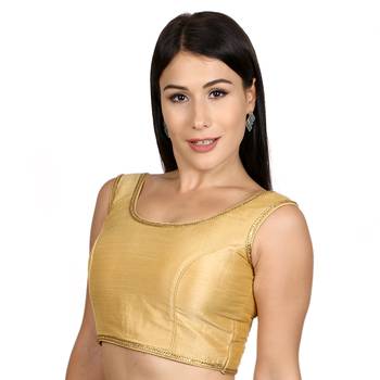 Gold Dupion Silk Woven stitched blouse 2